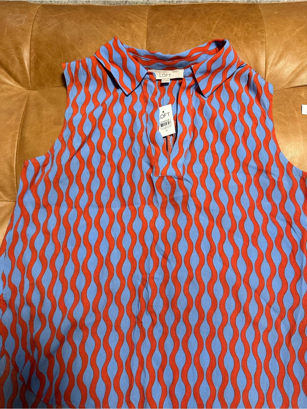 LOFT Sleeveless Wave-Print Tank - Blue & Orange